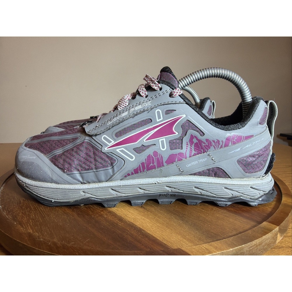 Altra Lone Peak 4 Trail Running Shoes Purple Grey RSM Hiking Sneaker Womens 8